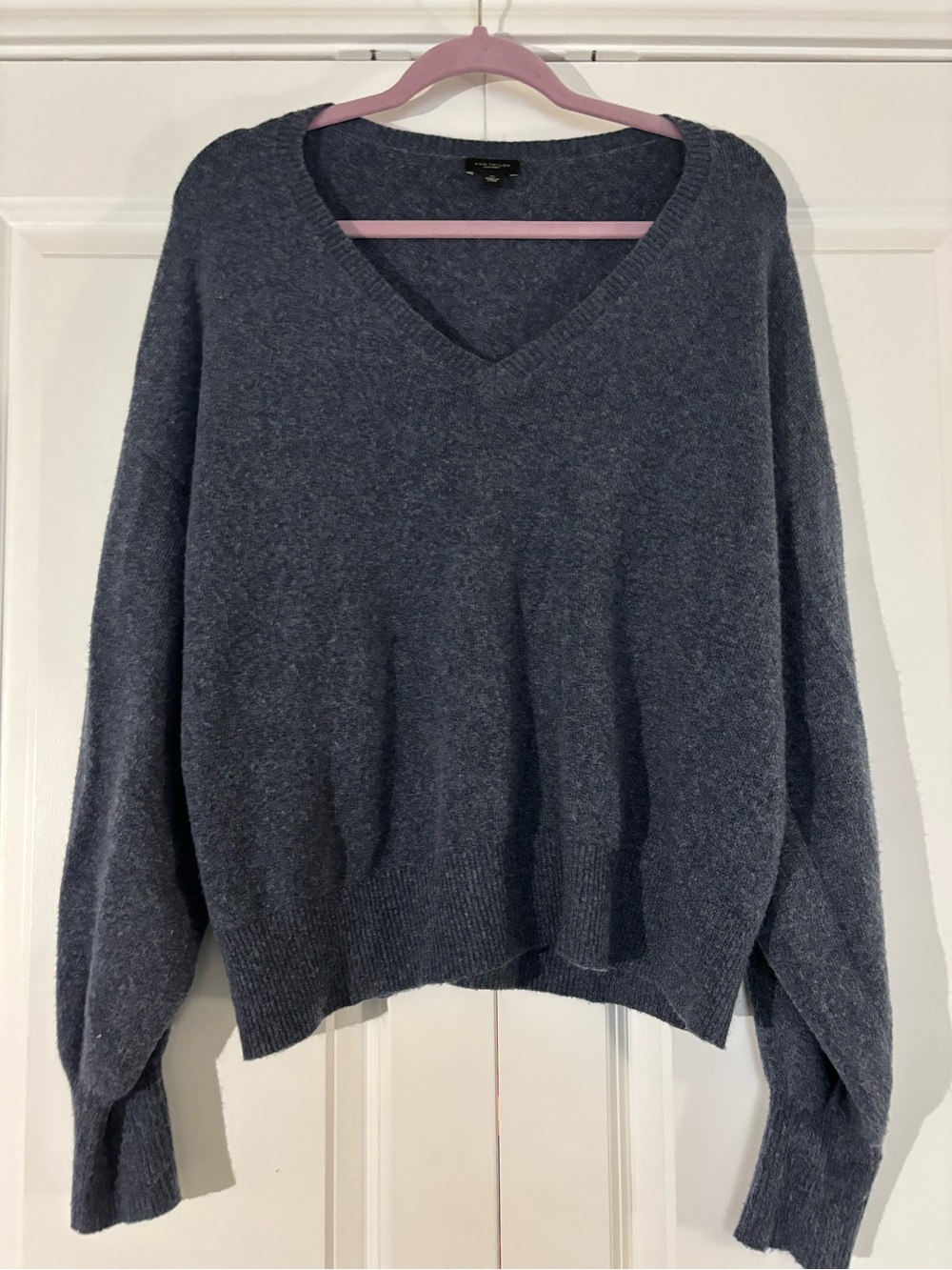 Ann Taylor Factory Women's V-Neck Sweater in Slate Blue
